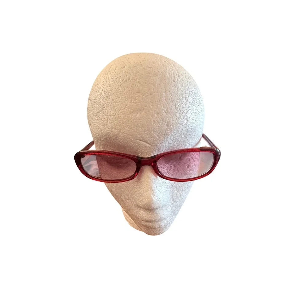 Tommy Hilfiger TH 8032 RD-17F Red Translucent Oval Sunglasses Womens Y2K Retro